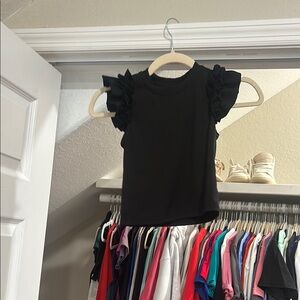 Black Ruffled Kids Blouse